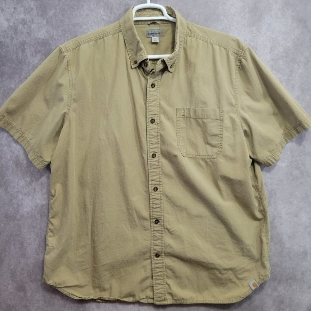 Carhartt Men’s‎ Beige/Tan Button Down Relaxed Fit Size 2XL
